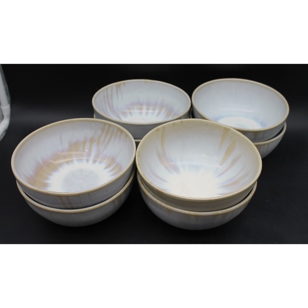 Crate & Barrel Amina 20 Oz Stoneware Bowls Set of 4 Reactive Glaze Portugal